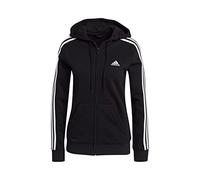 adidas Donna Essentials Fleece 3-Stripes Full-Zip Hoodie, Black / White, L