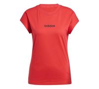 adidas Donna Essentials Linear Cotton T-Shirt, Pure Ruby/Black, XS