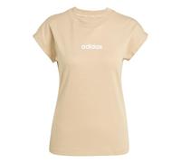 adidas Donna Essentials Linear Cotton T-Shirt, Warm Sandstone/White, M