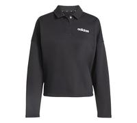 adidas Donna Essentials Linear Fleece Polo Sweatshirt, Black/White, S