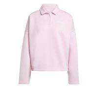 adidas Femme Essentials Linear Fleece Polo Sweatshirt, Clear Pink/White, XS