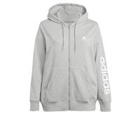 adidas Donna Essentials Linear Full-Zip French Terry Hoodie (Plus Size), Medium Grey Heather/White, XL Plus