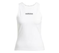 adidas Donna Essentials Linear Slim Cotton Tank Shirt, White/Black, L
