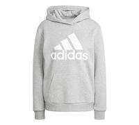 adidas Donna Essentials Logo Boyfriend Fleece Hoodie, Medium Grey Heather/White, L
