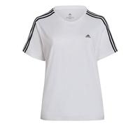 adidas Donna Essentials Slim 3-Stripes Tee (Plus Size), White/Black, XL Plus