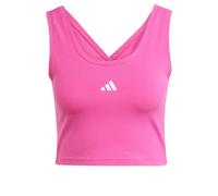 adidas Donna Essentials Small Logo Cotton Lifestyle Tank, Semi Lucid Fuchsia/White, L