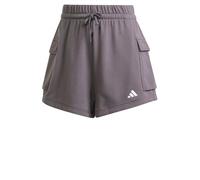 adidas Donna Essentials Small Logo French Terry Cargo Shorts, Grey Strata/White, XS