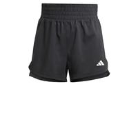 ADIDAS PACER TRAINING 3-STRIPES WOVEN HIGH-RISE SHORTS BLACK / WHITE