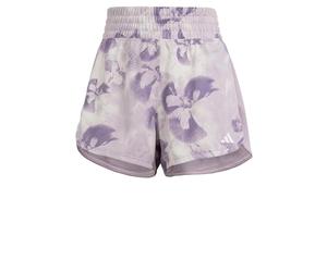 adidas Donna Pacer Essentials AOP Flower Tie-Dye Knit Shorts, Preloved Fig, XXS