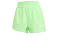 adidas Donna Pacer Training 3-Stripes Woven High-Rise Shorts, Lime Burst/White, L Long