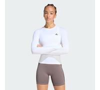 adidas Donna Power Essentials Workout Contour Long Sleeve Shirt, White, XXS