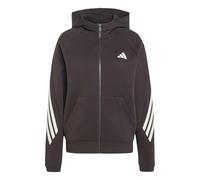 adidas Donna Stadium Three Stripes Full Zip Hoodie Sweatshirt, Aurora Coffee, M