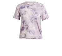 adidas Donna Train Essentials AOP Flower Tie-Dye Tee, Putty Mauve/Preloved Fig, L