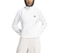 adidas Donna Train Essentials Minimal Branding 1/4-Zip Cover Up, White, XL