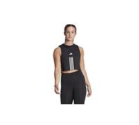 adidas Donna Train Essentials Train Cotton 3-Stripes Crop Tank Top, Black/White, S
