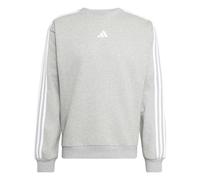 adidas Uomo Essentials 3-Stripes Fleece Sweatshirt, Medium Grey Heather/White, XL