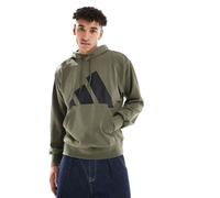 adidas - Essentials - Felpa con cappuccio verde oliva strata e nera in spugna con logo grande S