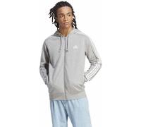adidas Essentials French Terry 3 Stripes Full Zip M - felpa con cappuccio - uomo L Grey man