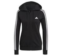 adidas Essentials Full, Felpa con Cappuccio E Zip Donna, Nero Bianco, XS