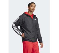 adidas - Essentials - Giacca a vento nera e bianca con 3 righe-Nero M