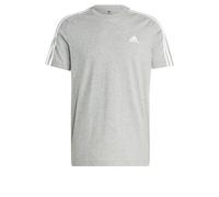 adidas Essentials Single Jersey 3-Stripes T-Shirt, Maglietta a Maniche Corte Uomo, Medium Grey Heather/White, M Corto