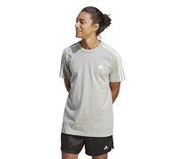 adidas Essentials Single Jersey 3-Stripes Tee Maglietta a Maniche Corte, Medium Grey Heather/White, S Uomo