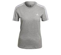 adidas Essentials Slim 3-Stripes, T-shirt, Donna, Medium Grey Heather/White, S extra Long