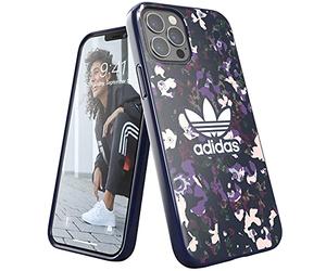 adidas EX7971 Custodia progettata per iPhone 12 / iPhone 12 Pro 6.1, custodia testata contro caduta, bordi rialzati antiurto, custodia protettiva originale a scatto, fiori/viola/blu marino