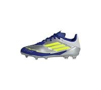 adidas F50 League Football Boots Firm Ground, Scarpe da Calcio, Silver Metallic/Solar Yellow/Lucid Blue, 38 2/3 EU