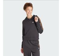 adidas Donna Essentials 3-Stripes Animal Print Relaxed Hoodie, Black/Magic Beige, M