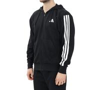 Adidas Homme Essential Three Stripes French Terry Fullzip Hoodie, Black/White, XS