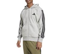 adidas Uomo Essential Three Stripes Fleece Zipper Hoodie, Medium Grey Heather/Black, XL
