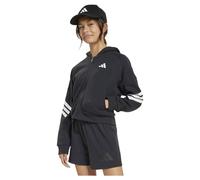 adidas Giacca da ginnastica con cappuccio e 3 strisce con zip intera, per ragazze, con icone del futuro, Nero/Bianco, 9-10 Years