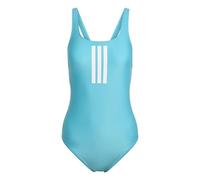 adidas Femme 3 Stripes V-Back Swimsuit, Lucid Cyan/White, 38