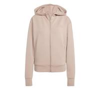 adidas Femme D4T Workout Full Zip Hooded Sweatshirt, Chalky Brown, S