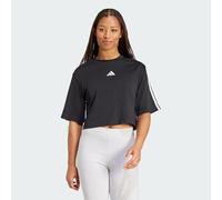 adidas Donna Essentials 3-Stripes Cotton Loose T-Shirt, Black/White, XL
