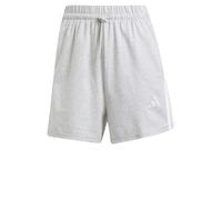 adidas Donna Essentials 3-Stripes Cotton Shorts, Light Grey Heather/White, L