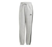 adidas Donna Essentials 3-Stripes Fleece Loose Pants, Medium Grey Heather/Black, M