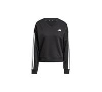 adidas Femme Essentials 3 Stripes French Terry V-Neck Sweatshirt, Black/White, S