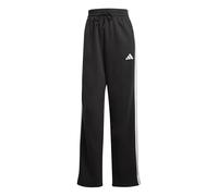 adidas Donna Essentials 3-Stripes Open Hem Fleece Pants, Black/White, XL