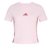 adidas Femme Essentials 3 Stripes Slim Baby T-Shirt, Clear Pink/Pure Ruby, S