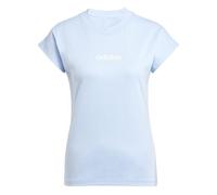 adidas Donna Essentials Linear Cotton T-Shirt, Glow Blue/White, L