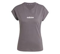Adidas Femme Essentials Linear Cotton T-Shirt, Grey Strata/White, L