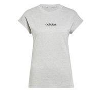 adidas Donna Essentials Linear Cotton T-Shirt, Medium Grey Heather/Black, M