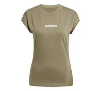 Adidas Femme Essentials Linear Cotton T-Shirt, Olive Strata/White, XL