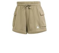 adidas Femme Essentials Small Logo French Terry Cargo Shorts, Olive Strata/White, XL