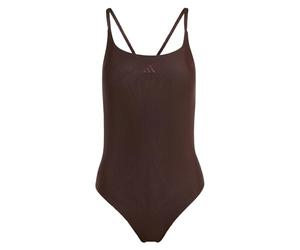 adidas Femme ICONISEA Ribbed Padded Thin Straps Swimsuit, Aurora Coffee, 34