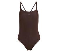 adidas Femme ICONISEA Ribbed Padded Thin Straps Swimsuit, Aurora Coffee, 38