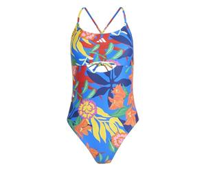 adidas Femme Mexicana Florals Tie-Back Swimsuit, Glory Blue/White, 48