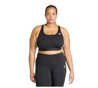adidas Femme Optime Essentials Workout 3-Stripes Medium Support Bra (Plus Size), Black/White, XXL Plus